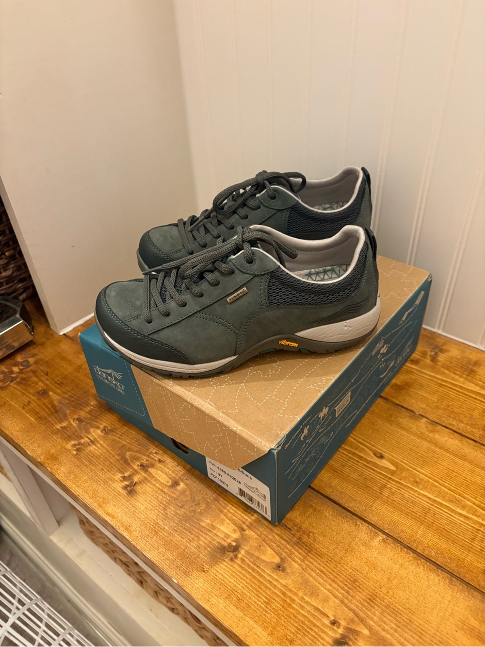 Women’s Dansko Paisley waterproof shoes in olive.